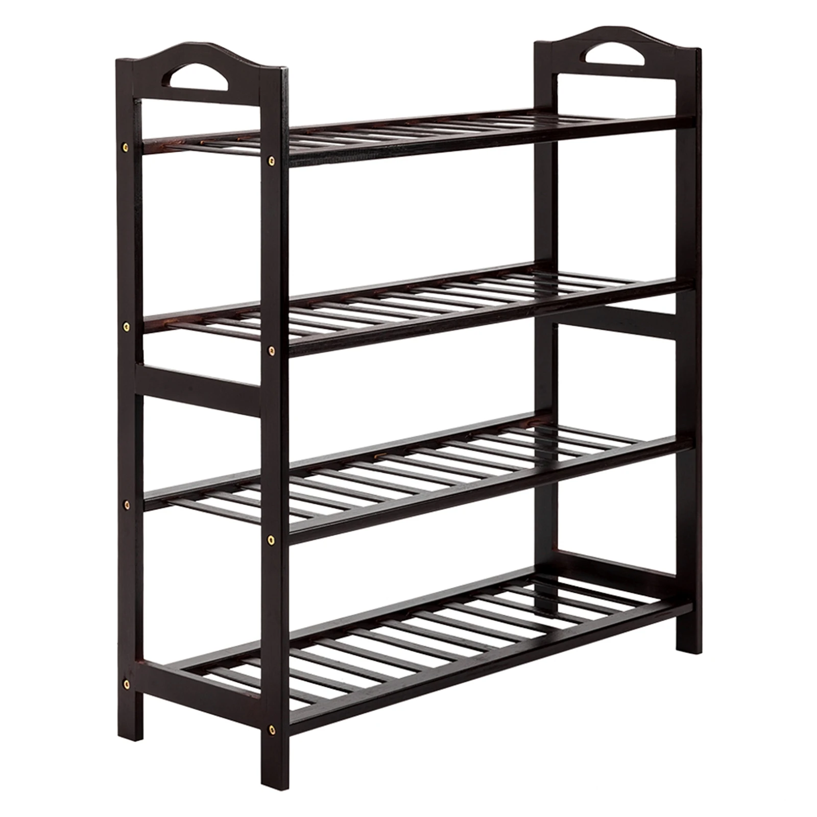 

1pc Concise 12-Batten 4 Tiers Bamboo Shoe Rack Coffee