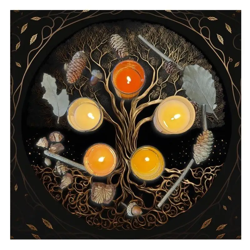 652F مذبح القماش نسيج شجرة الحياة مفرش المائدة طقوس القماش الروحي لطاولة التارو #5