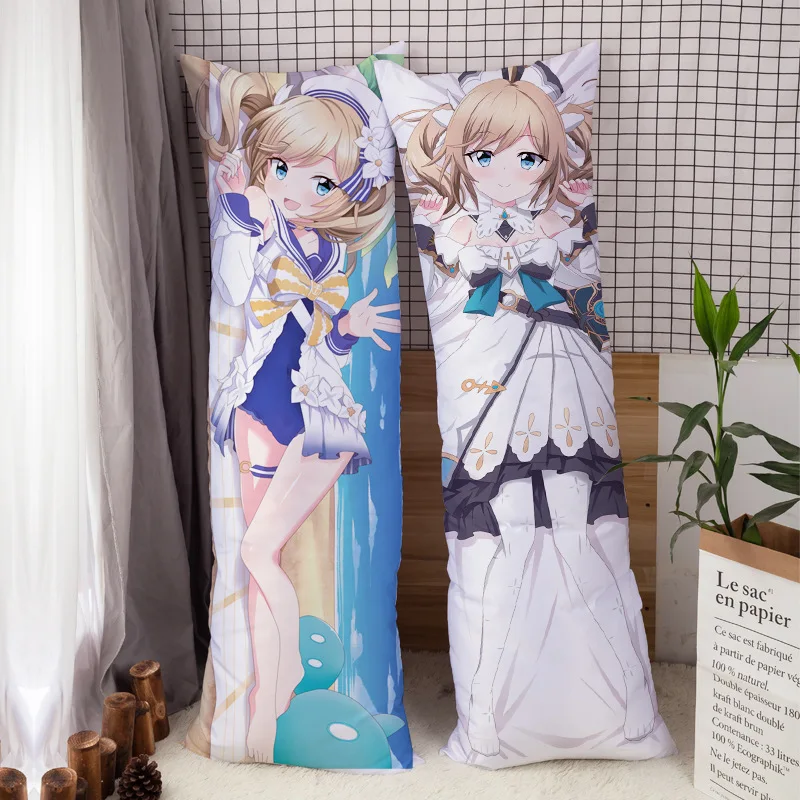 Genshion Impact Barbara Cosplay Hing Body Oreiller, Juste de Coussin Longue, Imprimé Deux Côtés, Fille Kawaii, 150x50 cm