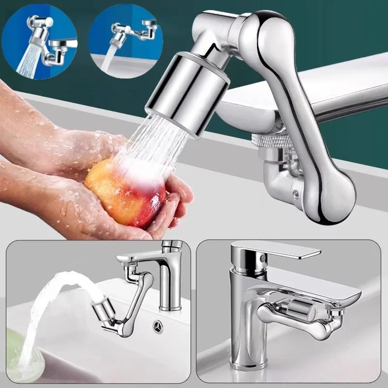 

1080 °Stainless steel Rotation Extender Faucet Aerator Splash Filter Kitchen Faucets Bubbler Nozzle 2 Modes for Water Outlet
