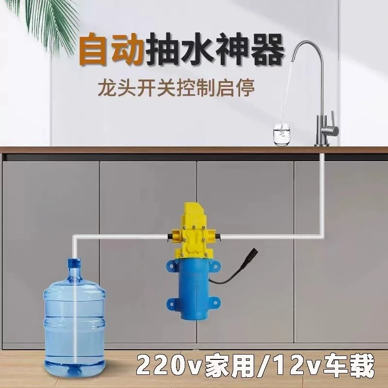 12V Self Priming Electric Water Pump Convert To 220V Tap Dispenser For RV Food Truck Under Sink Barrel Water Suction Equipment