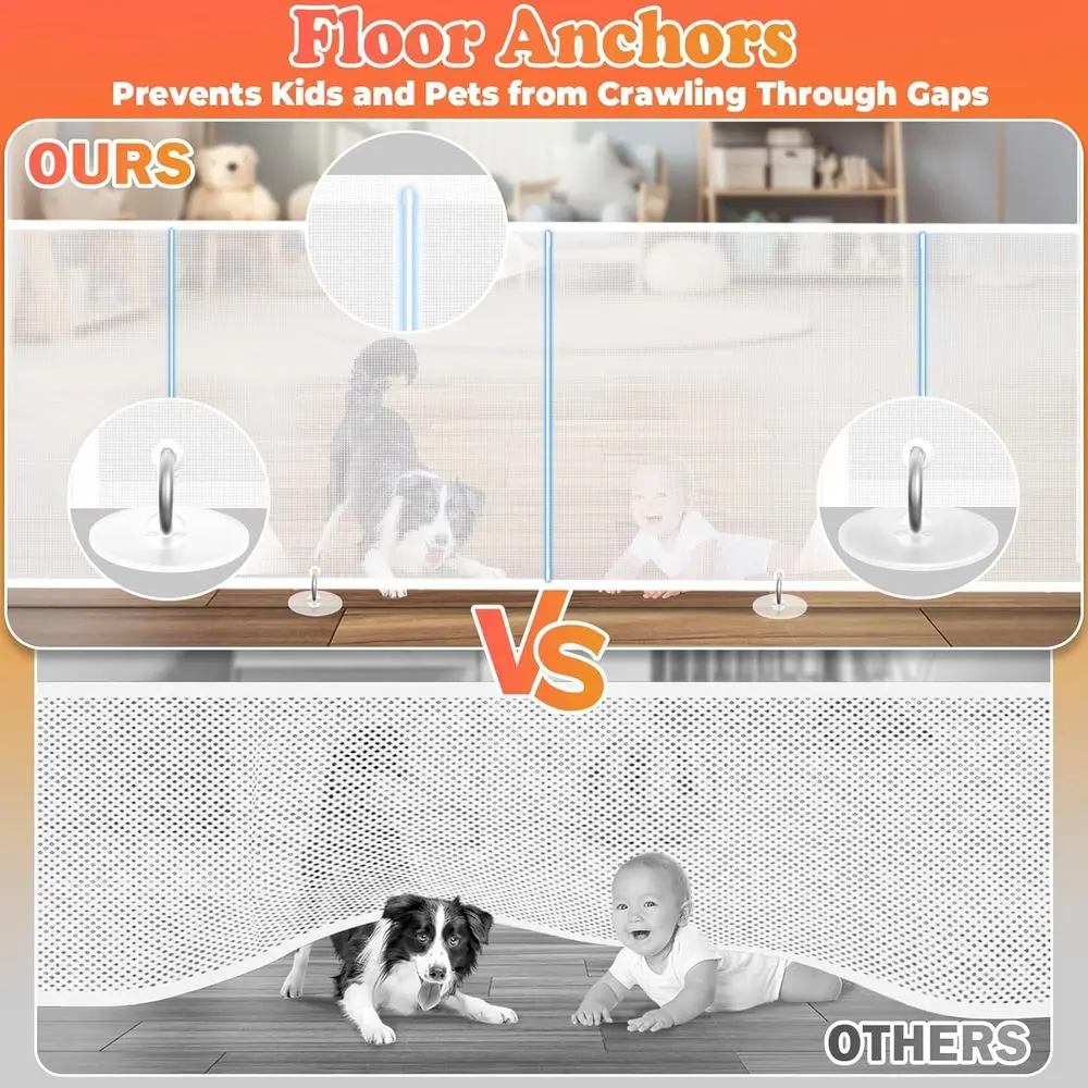 Porte rétractable extra large 236 pour bébé et chien – Barrière de sécurité en maille haute 37 pour grands espaces