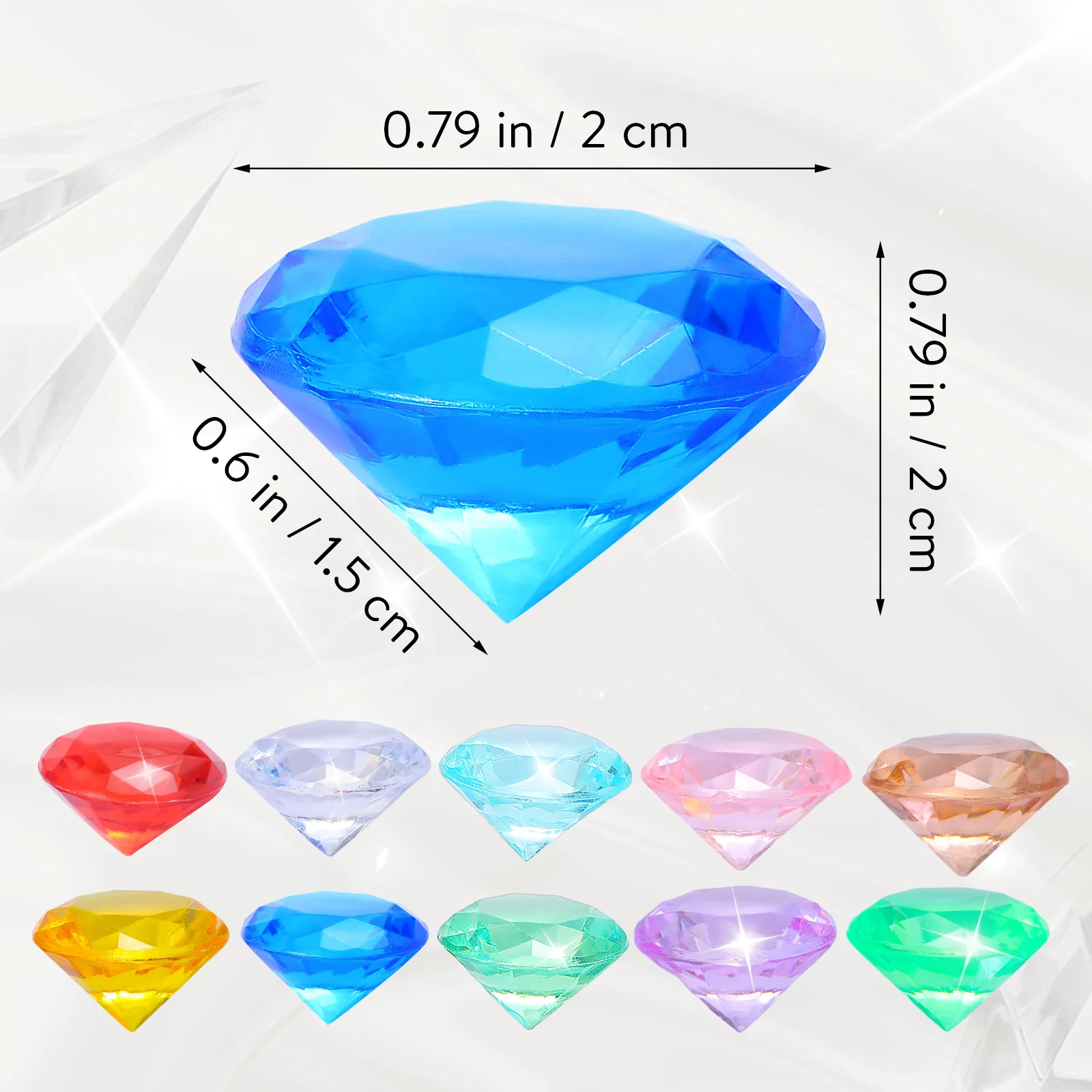 60 pçs piscina de mergulho gemas acrílico artificial falso colorido brinquedo subaquático para crianças decoração festa aniversário