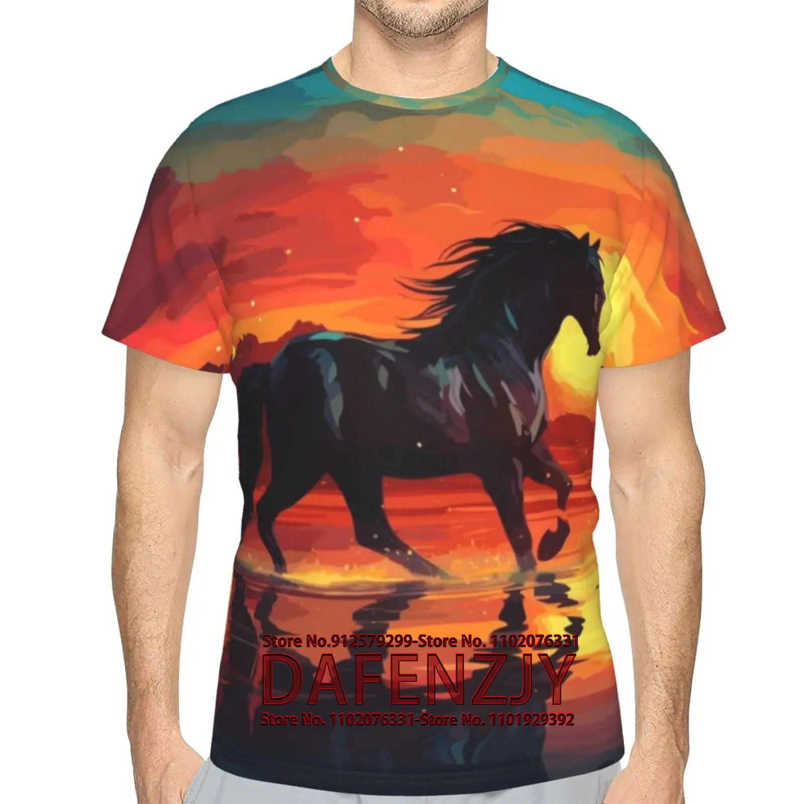 Men's Graphic T Shirts-Cool Horse Design Graphic Short Sleeve Tees