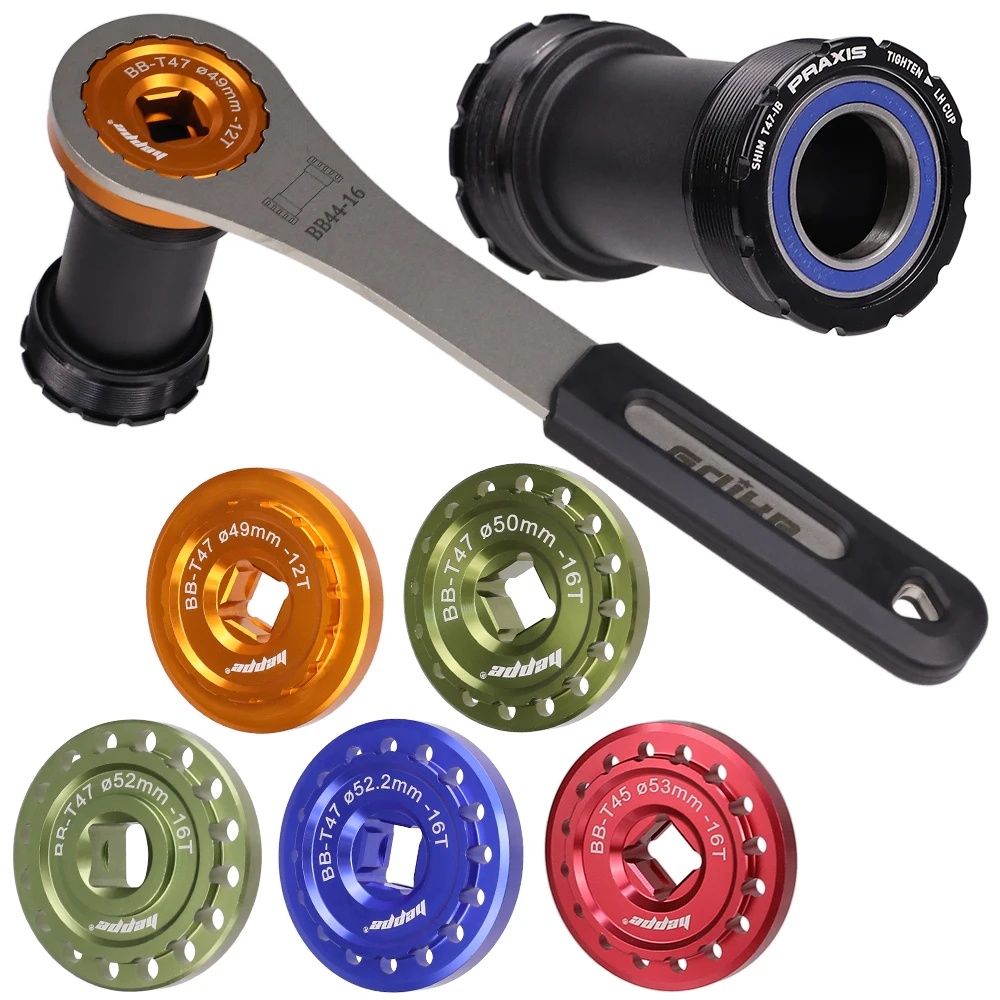 HEPPE Fahrrad T47 Tretlager Installation und Entfernung Werkzeug Fahrrad Tretlager Schlüssel für 49-53mm 12T 16T T47 BB Reparatur – Detail 22