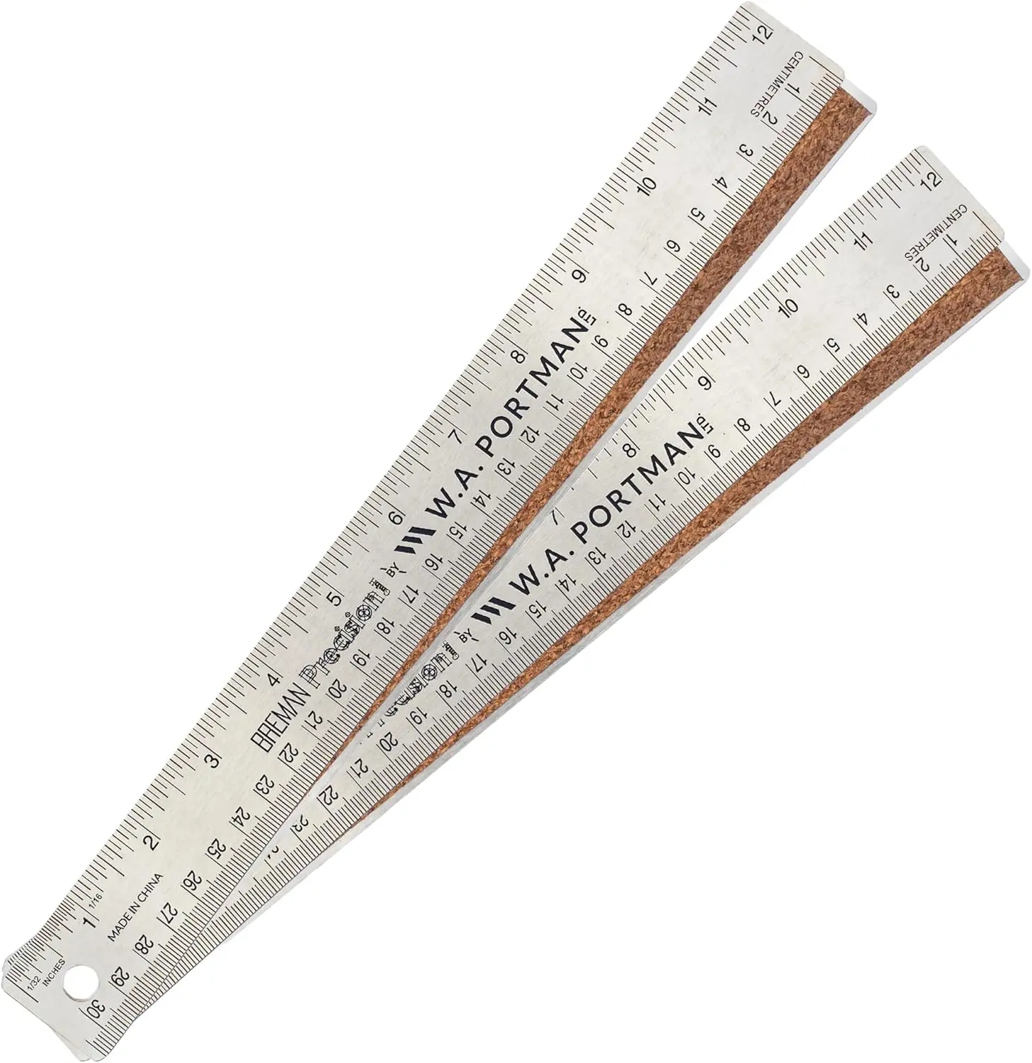 Precision Metal Ruler 12 Inch Cork Back – 2 Pk Stainless Steel Straight Edge, Flexible Non-Slip Ruler with Cork Backing for