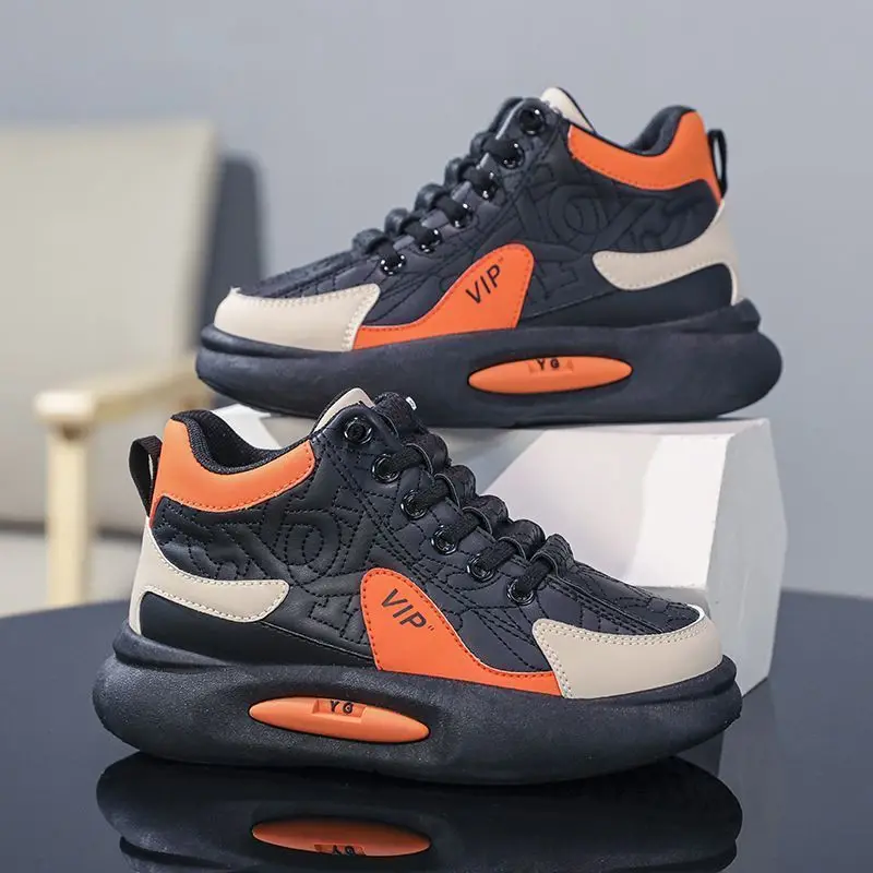 

2026 Winter Boys High Top Kids Sneakers Warm Lined Non Slip Soft Sole Athletic Shoes for Big Children Running