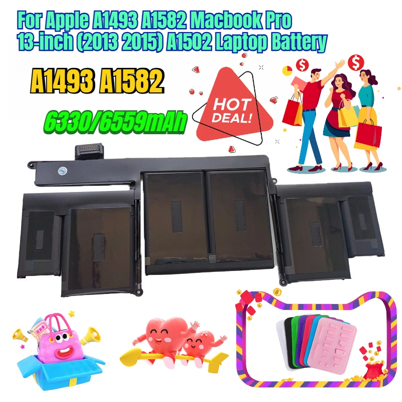 

11.34V 6330/6559mAh for Apple A1493 A1582 Macbook Pro 13-inch (2013 2015) A1502 Laptop Battery