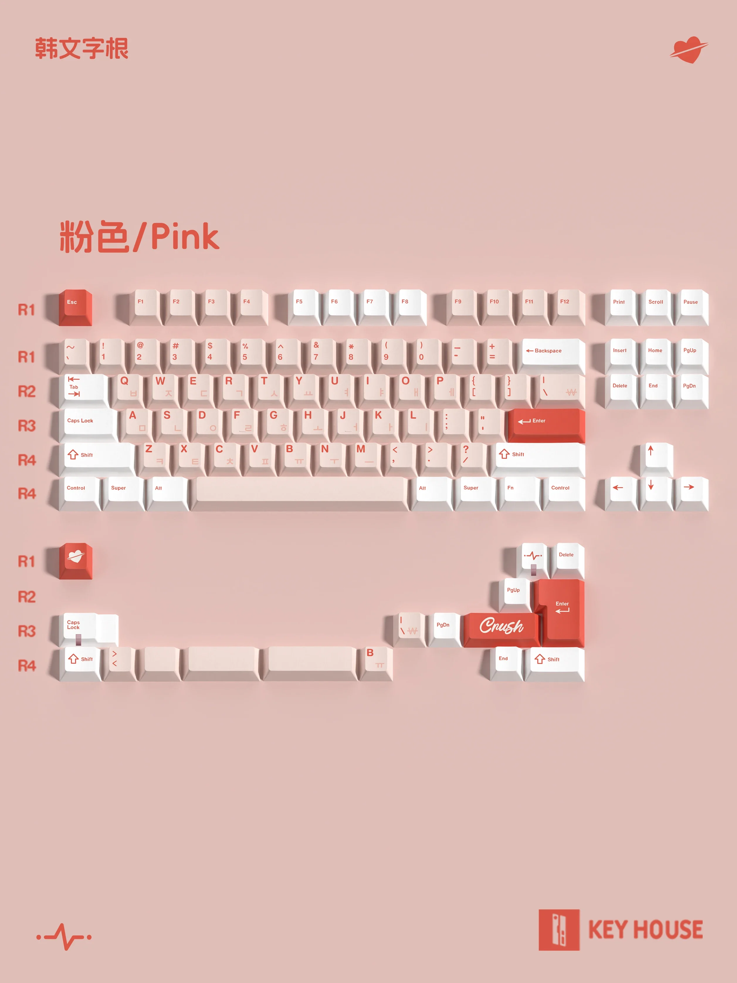 Imagem -04 - Key House Coreano Keycaps Crush80 Gx87 Pbt Cereja Perfil Tintura-sublimação Wooting Múltiplas Cores Teclados Personalizados Acessórios