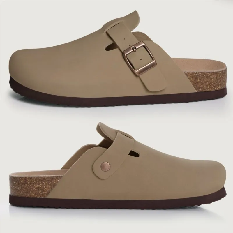 Crestar Summer Clogs Slippers For Women Men Fashion Potato Shoes Leather Cork Footbed Mules With Arch Support Unisex Beach Shoes image 2