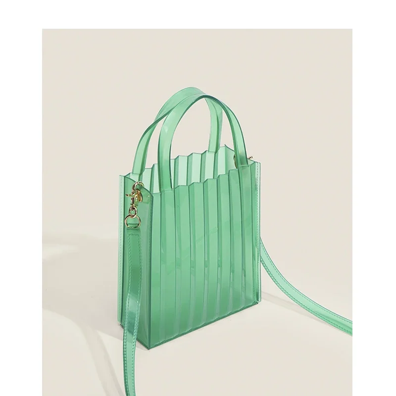 New Fashion Summer PVC Transparent Women Handbag Korean Jelly Shoulder Bag Vintage High Quality Luxury Top Handle Bag