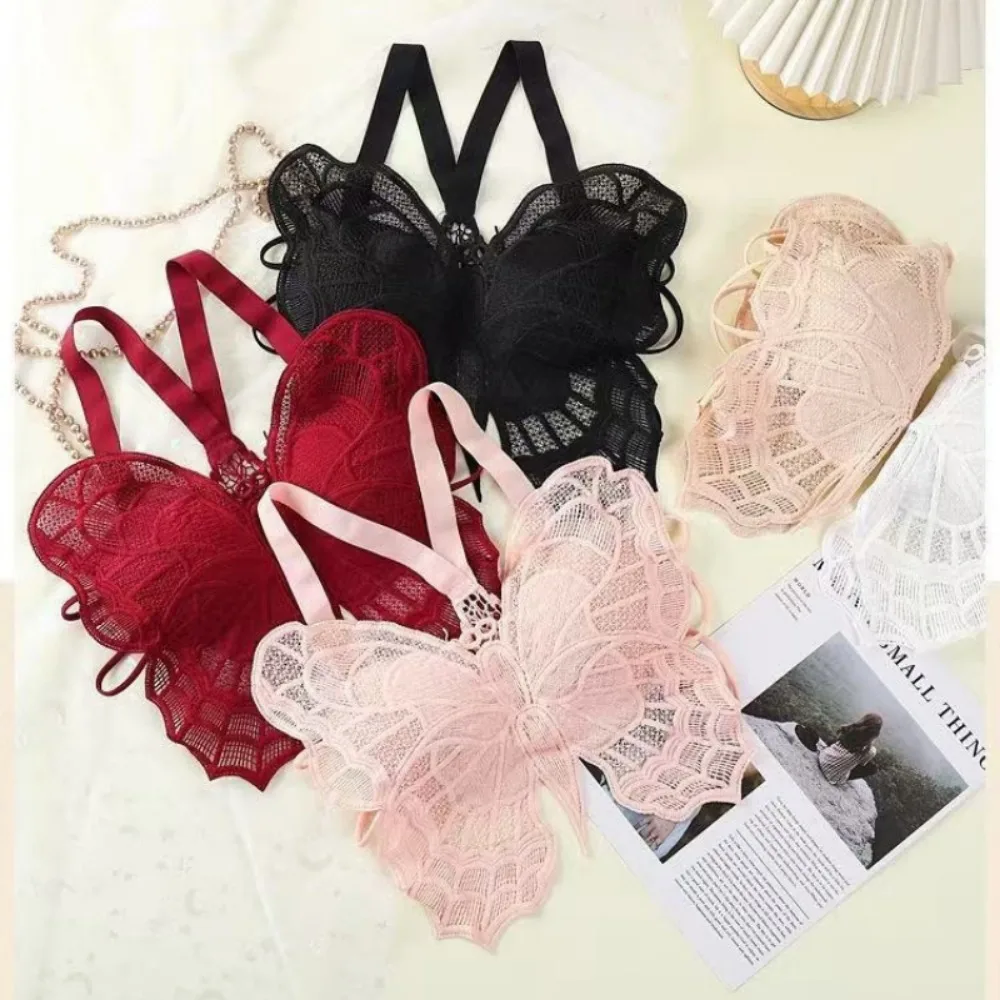 Fashion Sexy Butterfly Lace Bras Hollow-out Backless Underwear Flower Bra Brassiere For Women