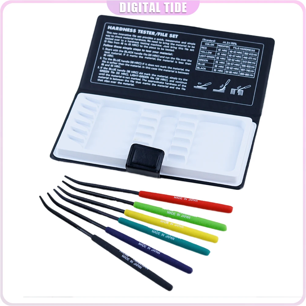 

6 Pcs Set Premium Handheld Metal Hardness Tester File - 6 Color-Coded Handles for Easy Portability