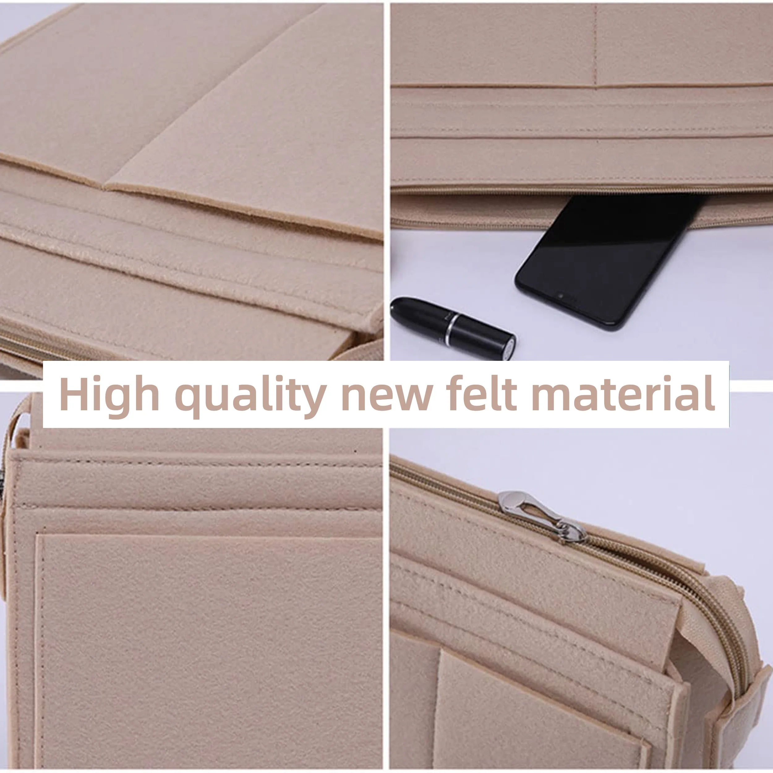 إدراج منظم المحفظة، منظم حقيبة اللباد متعدد الجيوب لحقيبة اليد ومنظم المحفظة