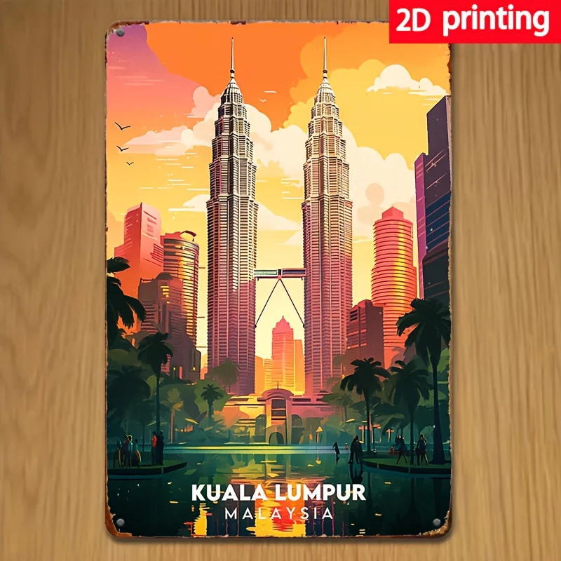 Kuala Lumpur Malaysia Vintage Metal Sign - Retro Iron Wall A
