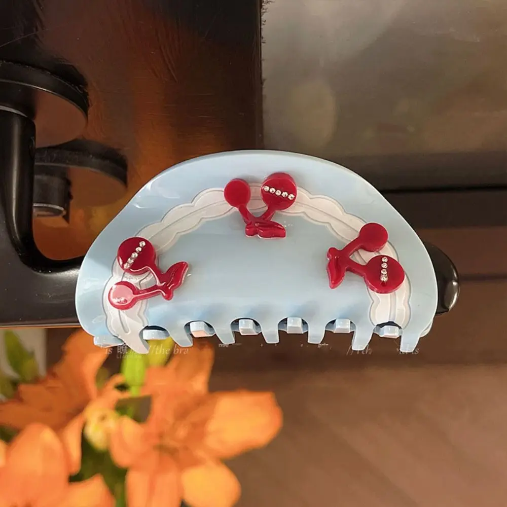 

Acetate Cherry Shark Clip Elegant Sweet Acetic Acid Hair Claw Korean Style High Ponytail Clip Geometry Hair Crab Clip Headwear