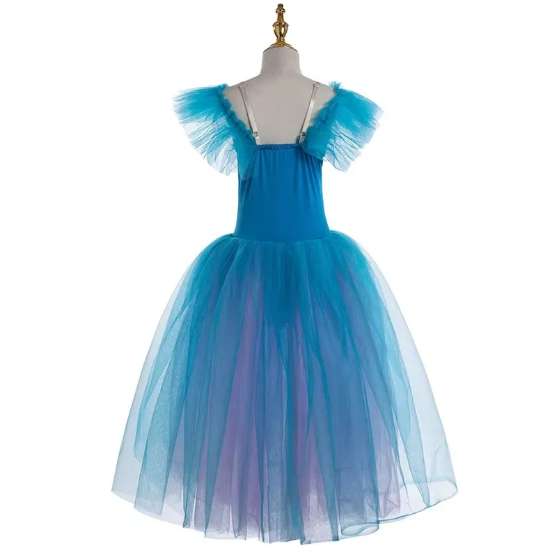 Gonne da balletto professionali blu rosa per costumi da donna adulta Gonne lunghe TUTU Abbigliamento da ballo dei cigni