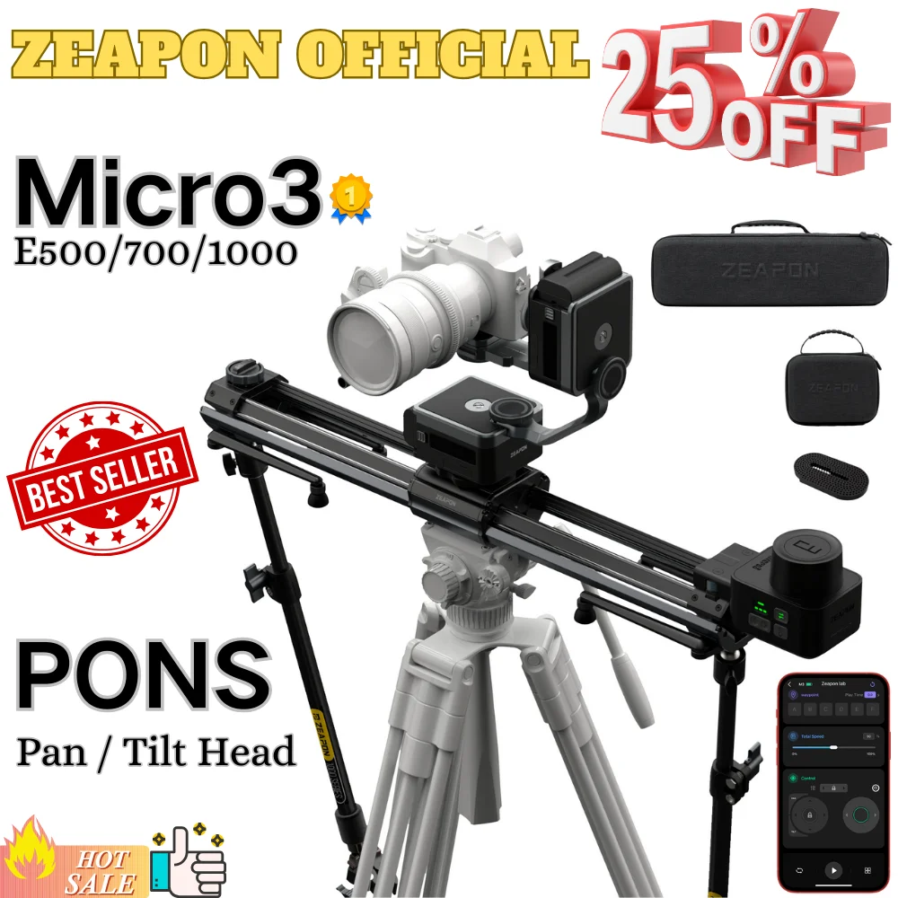 ZEAPON Micro 3 E500 E700 E1000 M500 M700 M1000 Motorized Slider DSLR Camera Video Double Distance Portable Slider PS-E1 PD-E1