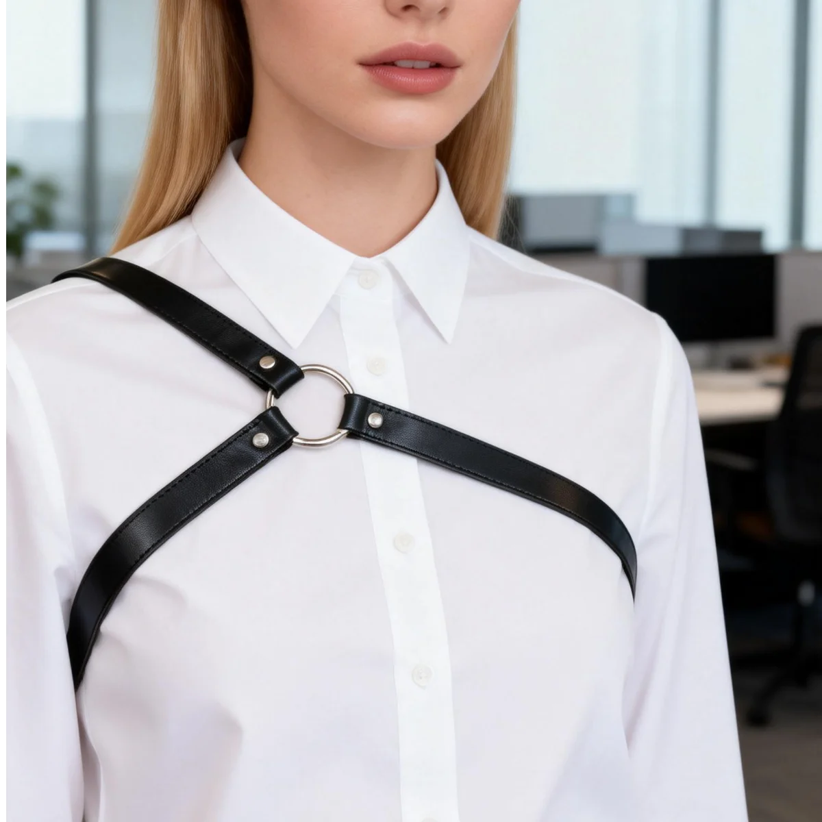Punk Chest Women, Fashion Pu Leather Harness Belt, One Shoulder Suspenders Straps Rave Outfit.