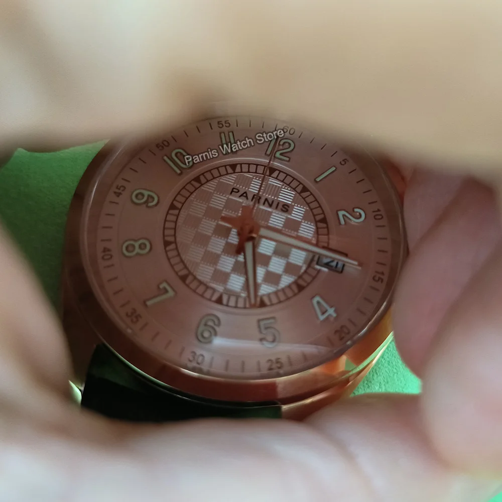 ساعة بارنيس 40 ملم هيكل ذهبي وردي مينا بيضاء Miyota8215 ميكانيكية أوتوماتيكية للرجال ساعة يد كريستال الياقوت