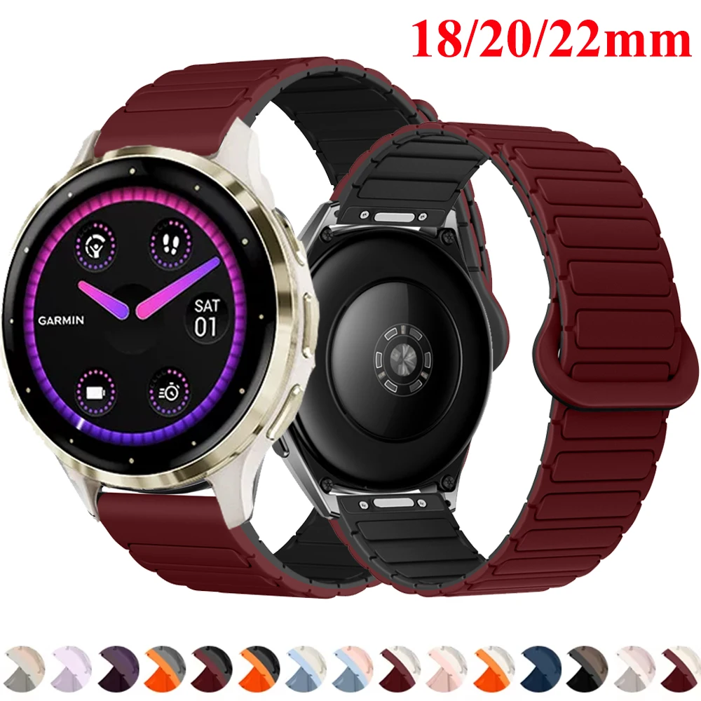 18/20/22mm Silikon-Magnetarmband für Garmin Venu 4 3 2 SQ2/Vivoactive 6 5 4 3/Forerunner 55 70 158 170 265 255 970 965 570