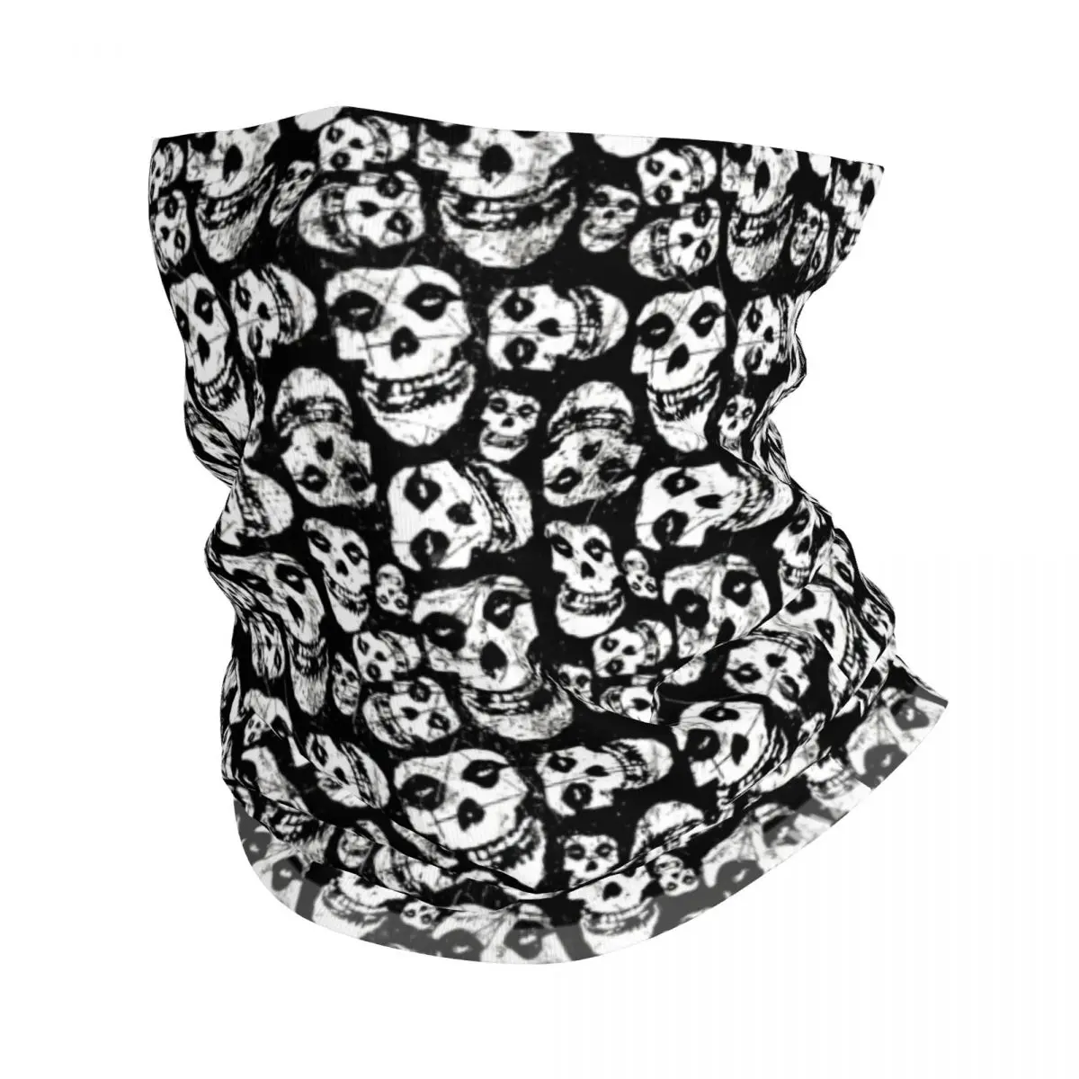 Custom Rock Band Misfits Skull Face Bandana Neck Gaiter Windproof Face Scarf Cover Women Men Heavy Metal Headband Tube Balaclava