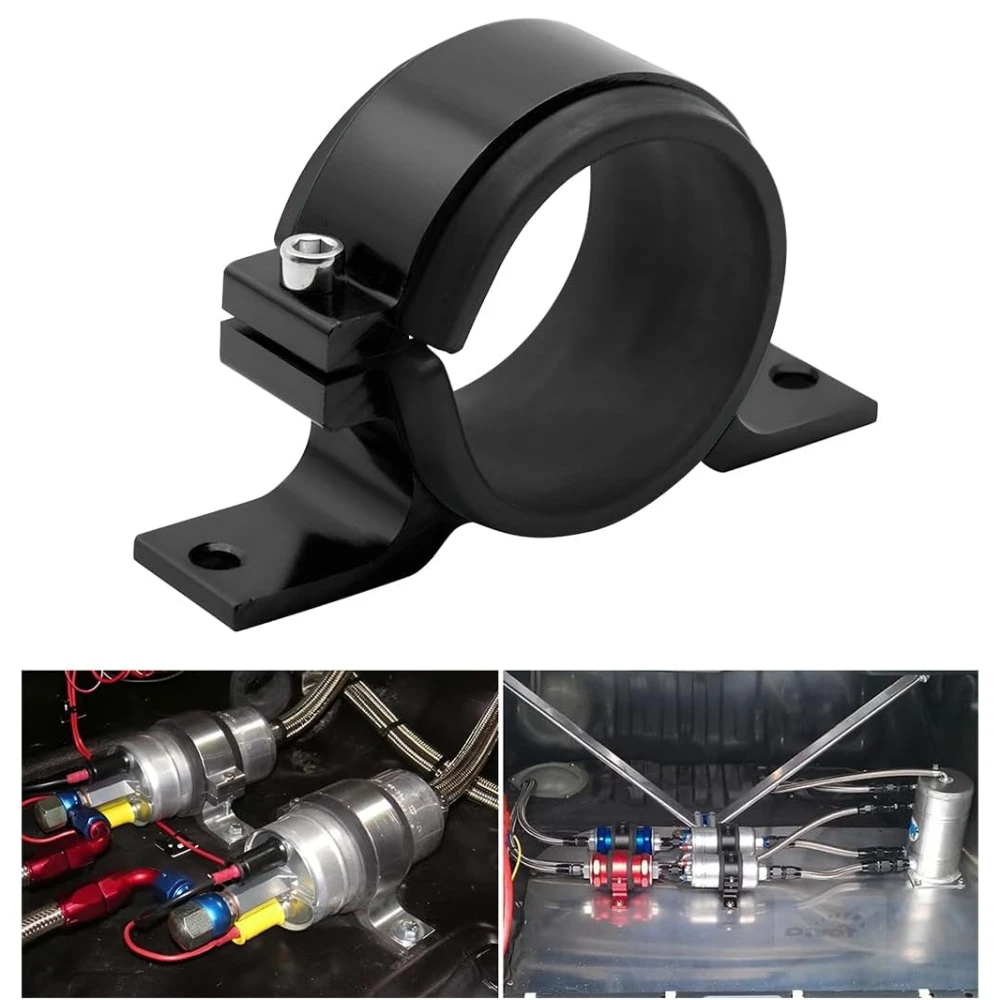 

Fuel Filter Mounting Bracket, 50mm Fuel Pump Clamp Bundle Holder, Aluminium Alloy Fuel Filter Mounting Cradle with Rubber Inner