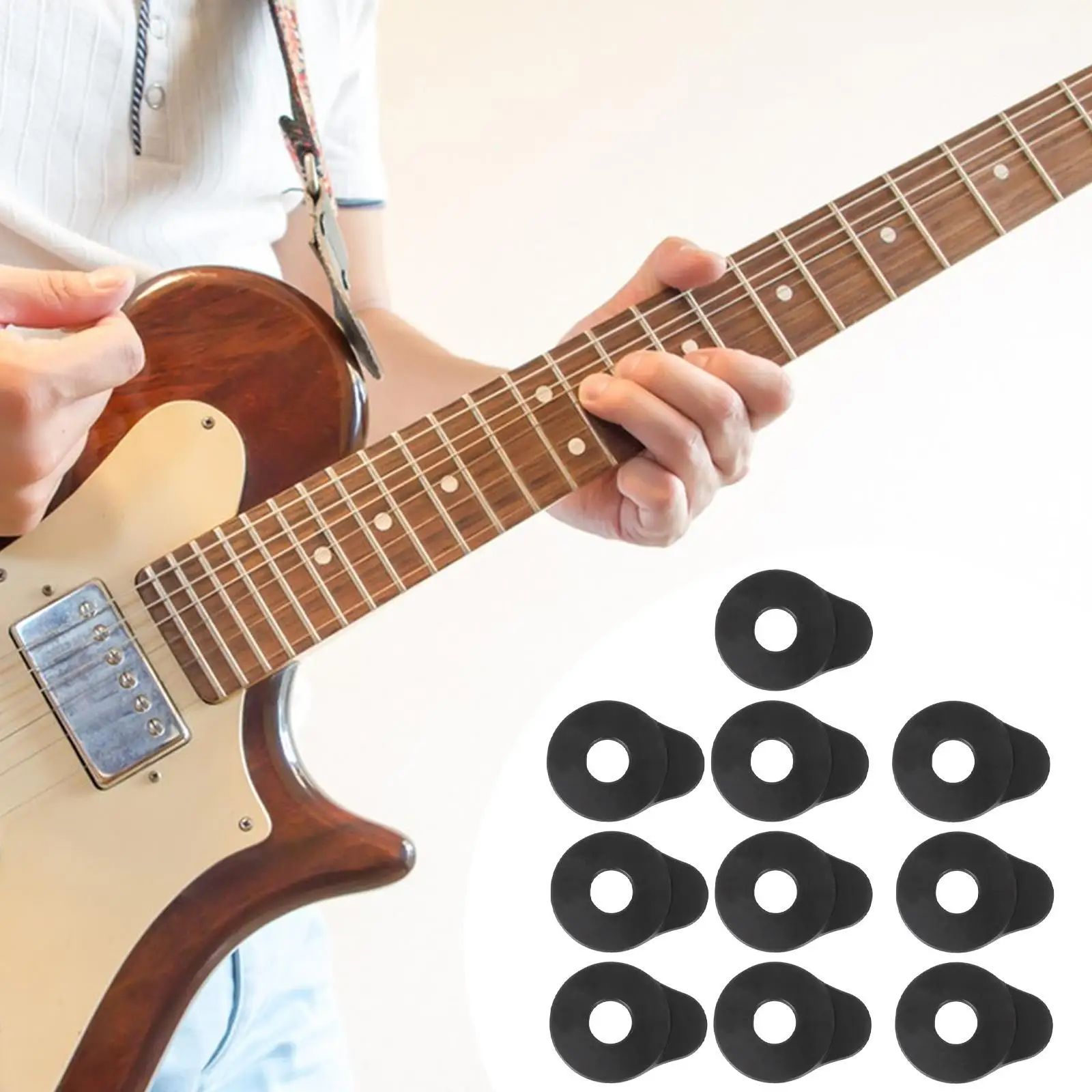 

10 Pieces Guitar Strap Lock Blocks, Easy to Attach Convenient Acoustic Guitar Strap Button for Show Live