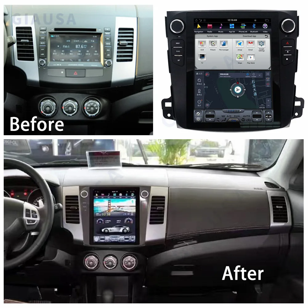 Android Vertical Screen For Mitsubishi Outlander Peugeot 4007 Citroen Car Multimedia Player Stereo GPS Radio Navigation Headunit
