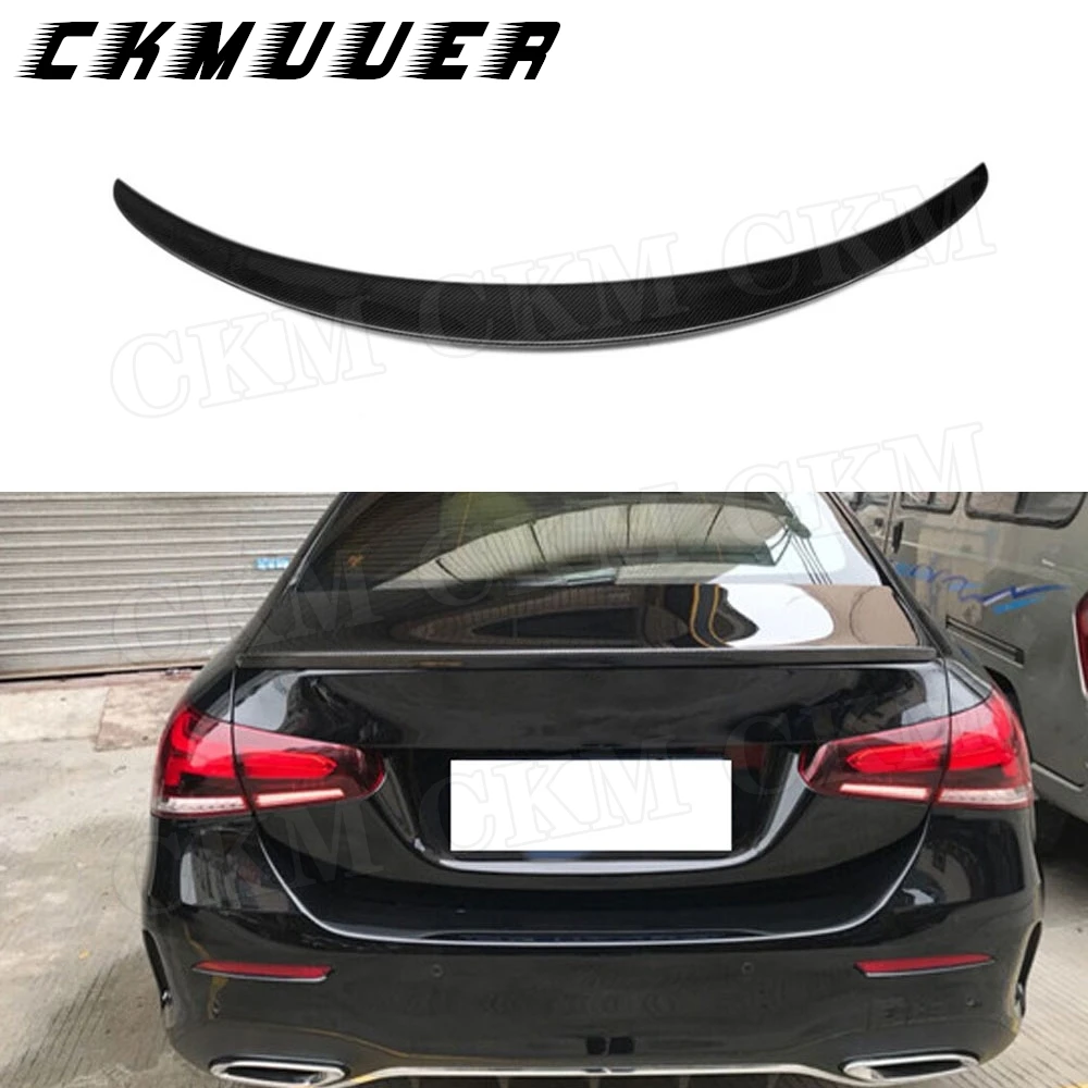 

CKMUUER Carbon Fiber For Mercedes-Benz A Class W177 Sedan A200 A180 A250 Spoiler 2019-2020 Rear Boot Lid Spoiler Car Styling FRP