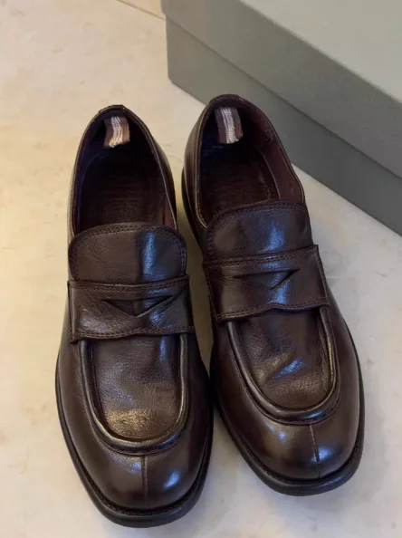 

2026 New Spring Genuine Leather Round Toe Women Leisure Style Lofafer Chunky Low Heels Slip On Design Large Size Soft Shoes