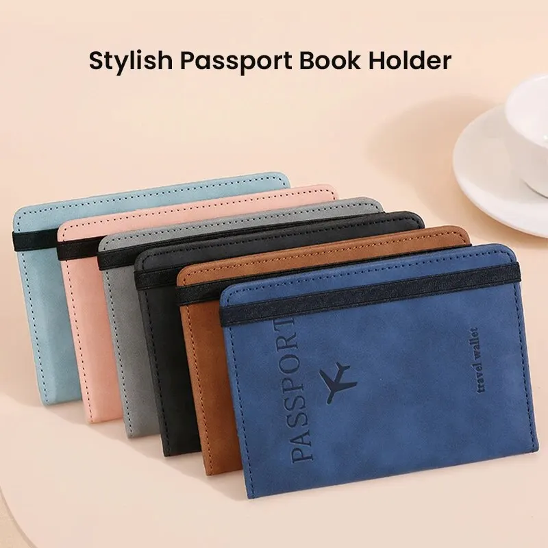 RFID Passport Holder Cover Wallet for Women Men PU Leather Card Holder Passport Case Travel Essentials for Family Vacation