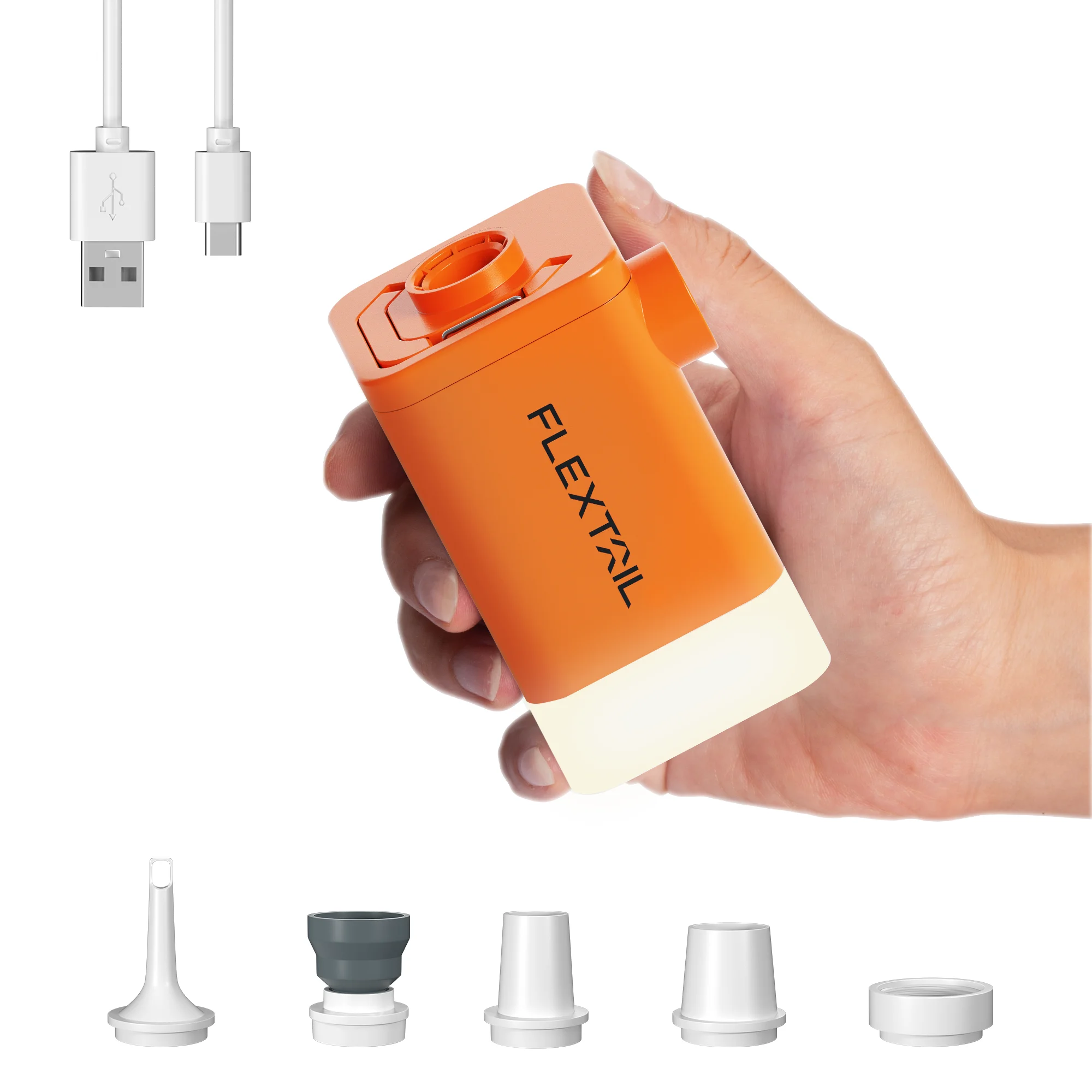 FLEXTAIL MAX PUMP 2 PLUS - مضخة هواء كهربائية مع ضوء التخييم وإمدادات الطاقة في حالات الطوارئ، بطارية 4800 مللي أمبير، مستوى الضغط المزدوج