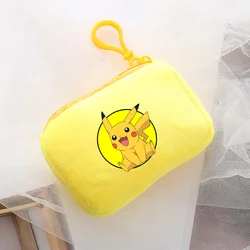 Pokemon Pikachu Mini Plush Coin Purse Cartoon Anime Student Canvas Square Storage Bag Boy Girl Handbag Fashion Kid Birthday Gift