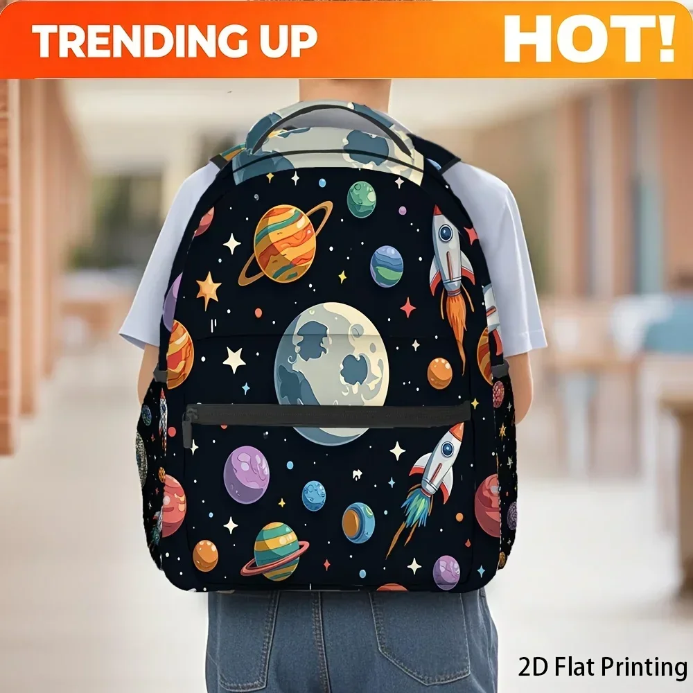 Custom Bag 1pc 2D Flat Printing Unique Vitality Planet Print Theme Pattern Printing Backpack Trendy Animal Print Large Capacity