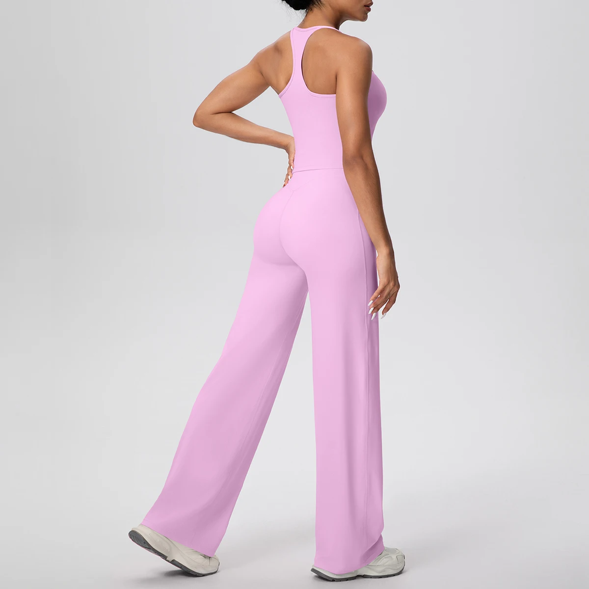 2Pieces/set Sports Fitness Clothing Yoga Set Woman Backless Shock-absorbing Running I-shaped Vest Thin Wide Leg Pants Yoga Set image 6