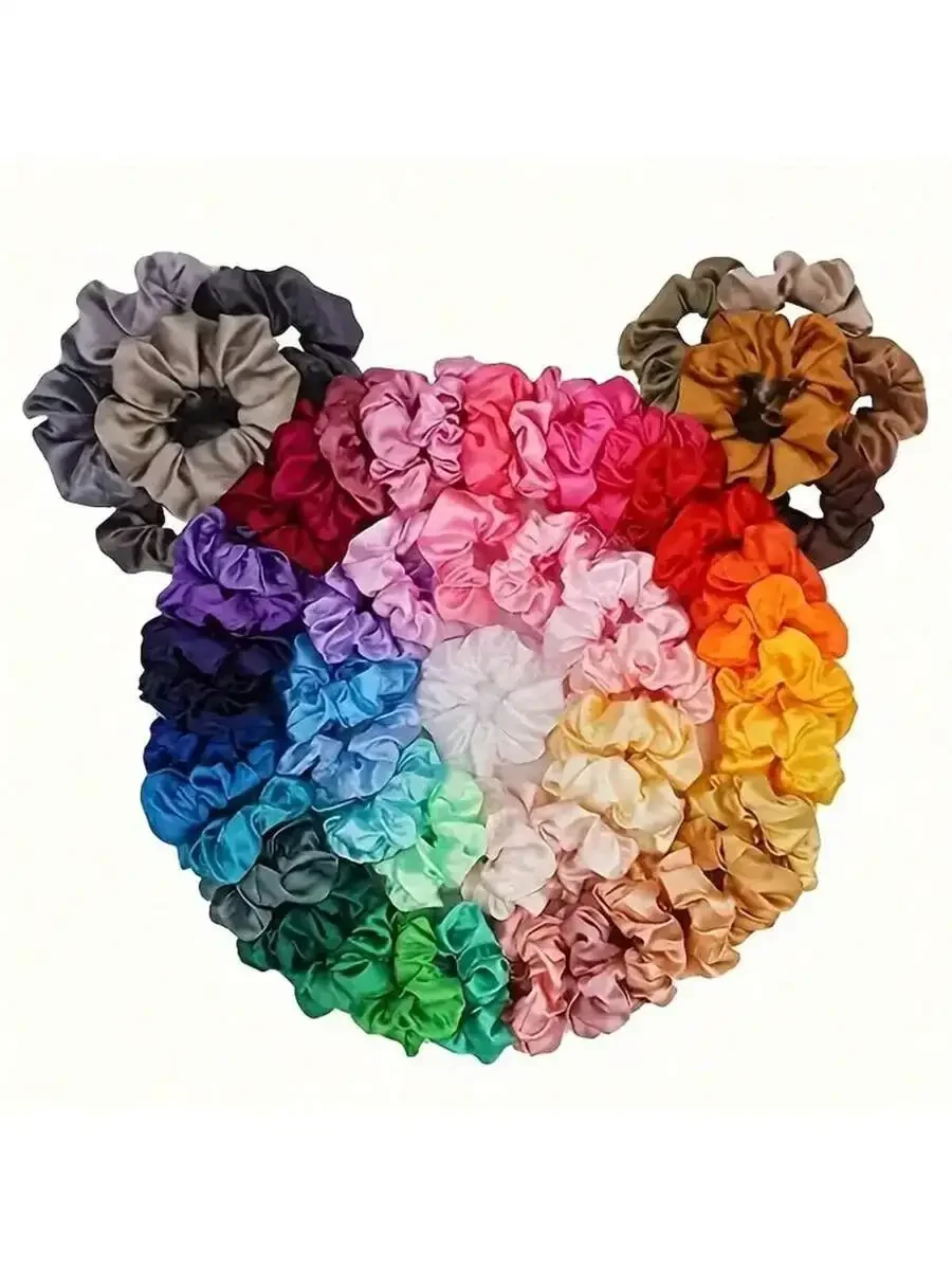 

Elegant Solid Satin-Like Hair Scrunchies For Women, Hair Accessories, Ponytail Holders, Multi Color
