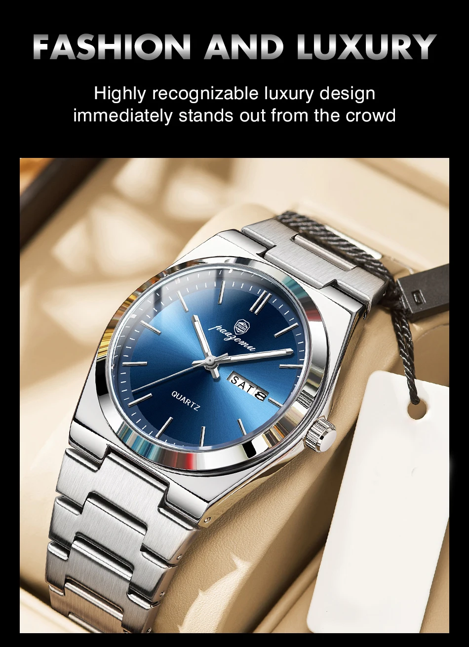 PAAZOMU Ultradünne Quarzuhr für Herren und Damen, minimalistischer Stil, wasserdicht, leuchtende Armbanduhr, bequemer Riemen, tägliches Bürogeschenk – Detail 4