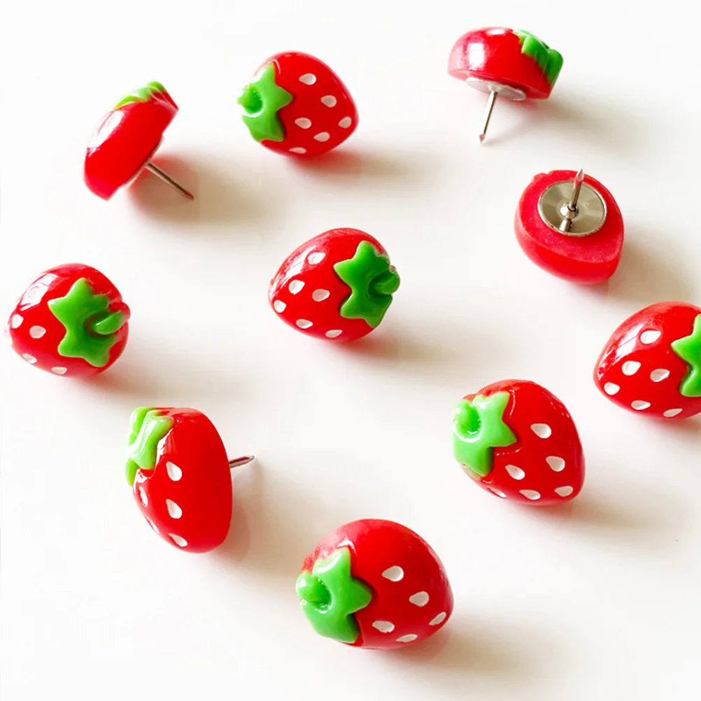 

30pcs Strawberry Push Pins Cute Thumb Tacks For Cork Board Map Decorative Pushpins Practical Small Novelty Pins Craft Office