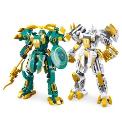 Deformed Mecha Green dragon, White tiger, Suzaku, Basalt double transformed God beast building blocks educational toys for boys