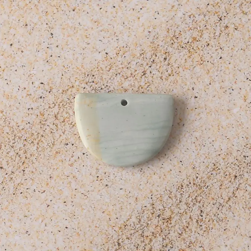

Ocean Jasper Semi-Circular Gem Component Natural Pattern Artisanal Jewelry Making Healing Crystal Beads Craft Supplies