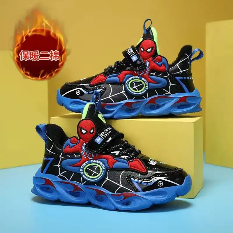 Marvel Spiderman new cute children's comfortable non-slip wear-resistant lightweight fashionable anime cool sneakers with lights