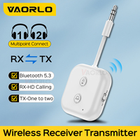 VAORLO Bluetooth 5.3 Multipoint Receiver Transmitter 3.5mm AUX Stereo Music Wireless Audio Adapter Handsfree Call With Mic