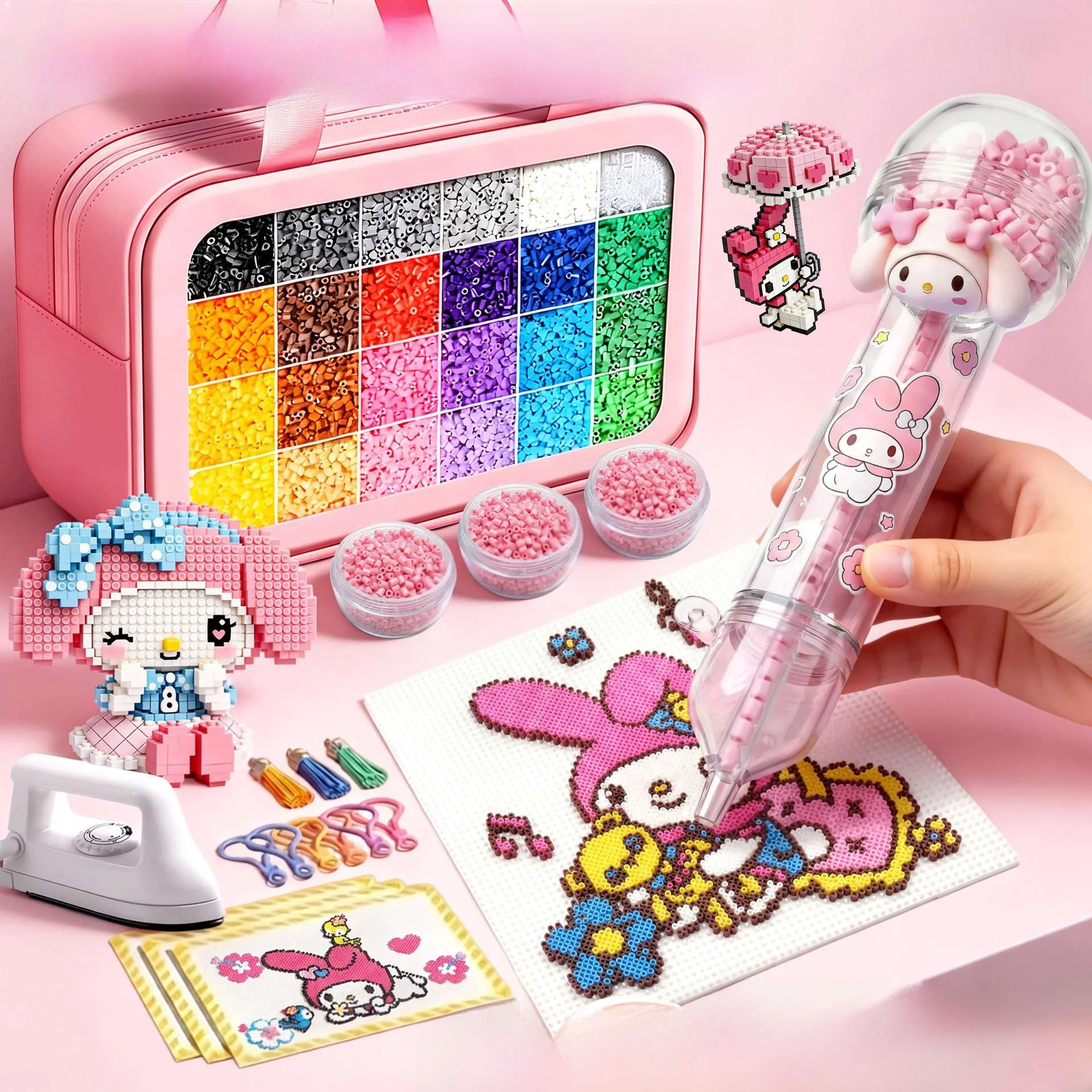 264色-3dフュージョンビーン-フルセット-カラフルな組み立てツール-クリエイティブdiyビルディングブロック-若者向け-フルパッケージ詳細