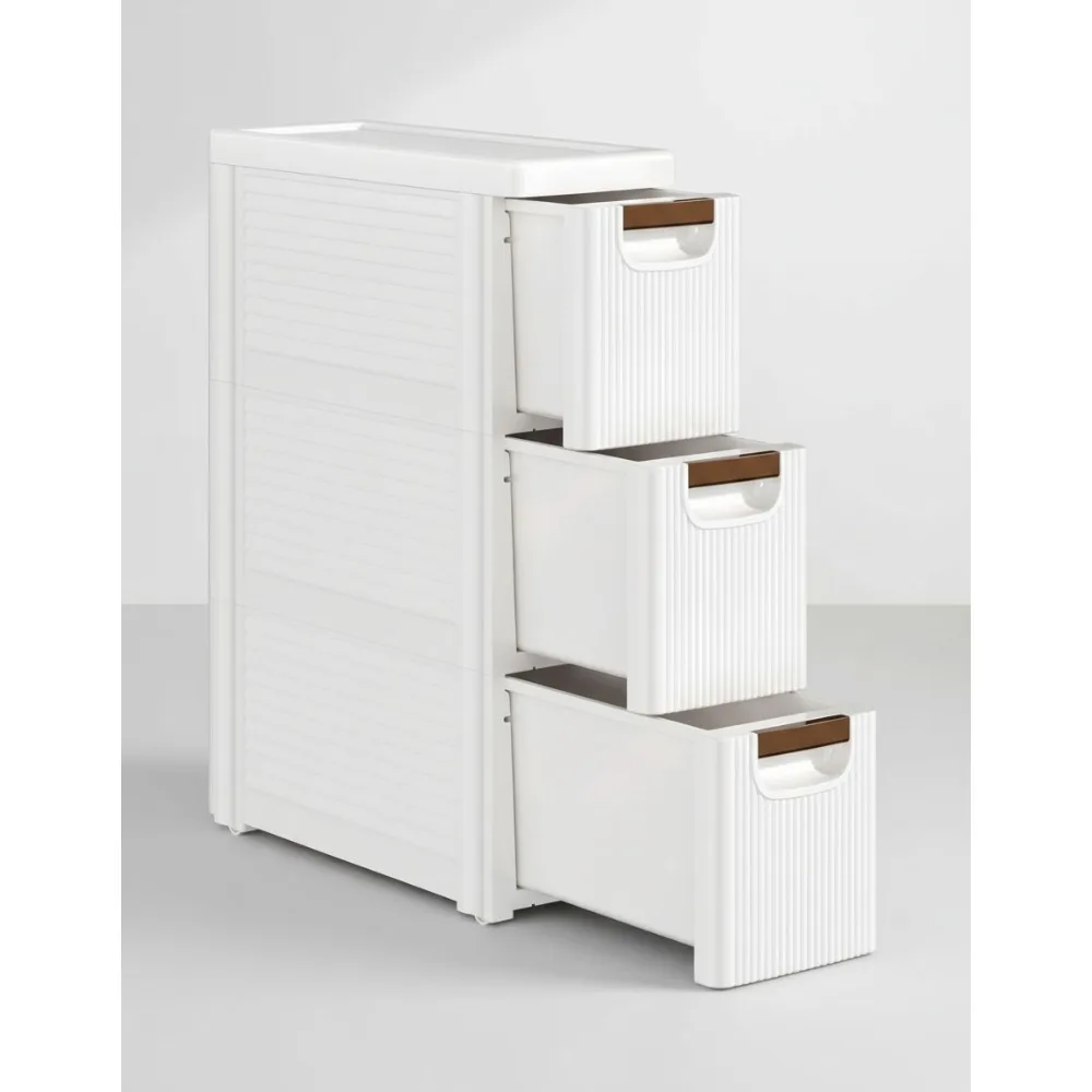 

3-Drawer Slim Rolling Storage Cart with Wheels, Mobile Plastic Organizer for Bathroom Kitchen Office