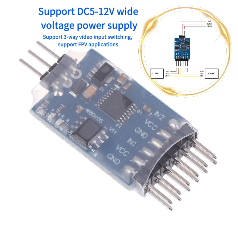 DC 5-12V 3 Channel AV Video Switcher Module 3 Way Signal Switch Board For FPV RC Drone Camera UAV Accessories