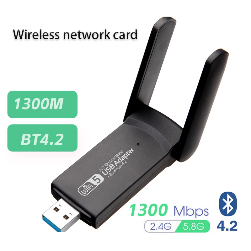 Game USB Card 1300Mbps Bluetooth WIFI wireless network card 2.4G Dual band Transmit/Receive WiFi Wireless USB Adapter share WiFi