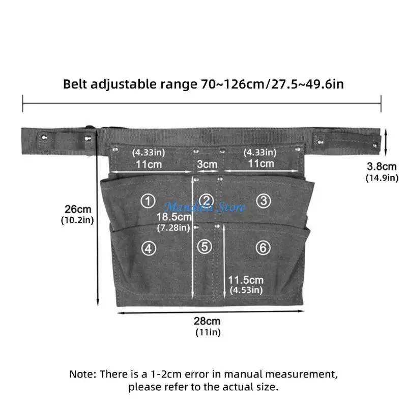 U2JC Multi Pocket Waist Apron with Tool Compartment and Adjustable Long Tie, Work Apron for Coffee Service, Salon Work, and