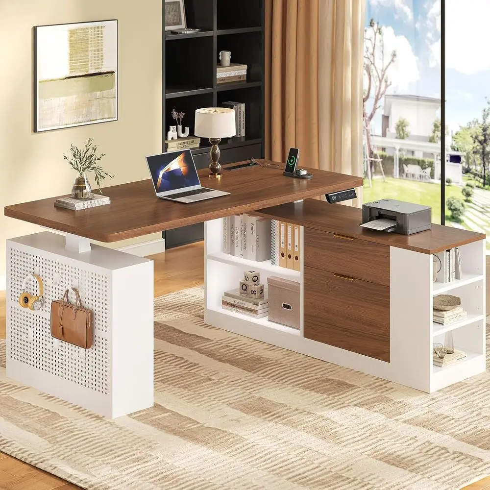Electric Adjustable L Shaped Standing Desk