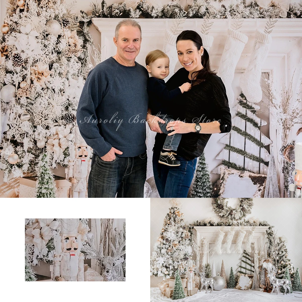 

Classic Christmas Backgrounds Kids Adult Photography Props Child Baby Decors Fireplace Xmas Tree Elk Deer Photo Backdrops